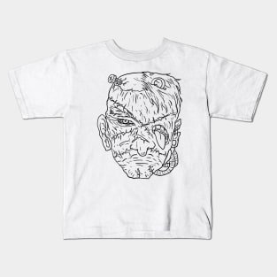 Scary Frankenstein Monster Horror Black Lineart Kids T-Shirt